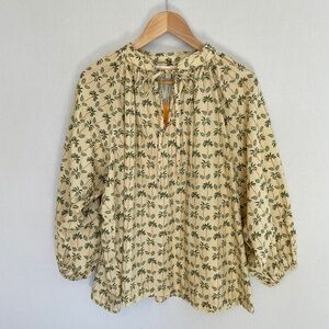 LA MAREGOLD Women’s Size M/L The Joyce Blouse Palm Style Print Cotton Poplin NEW